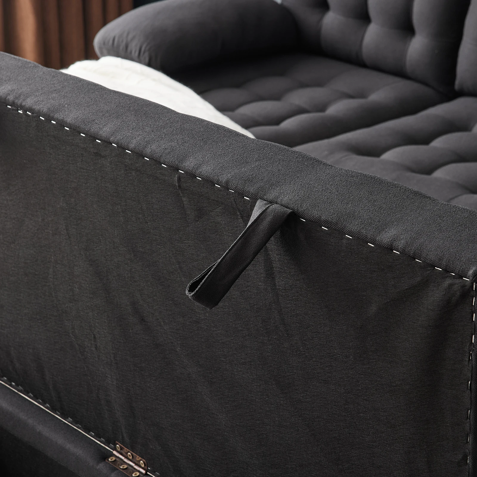 Modern tufted storage ottoman bench with hidden storage for organized entryways