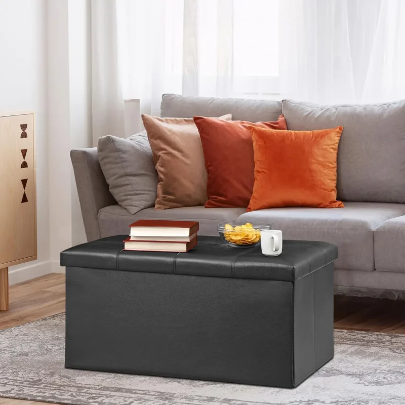 Modern Leather Storage Ottoman Bench with Cushioned Seat for Bedroom and Living Room - Image 10