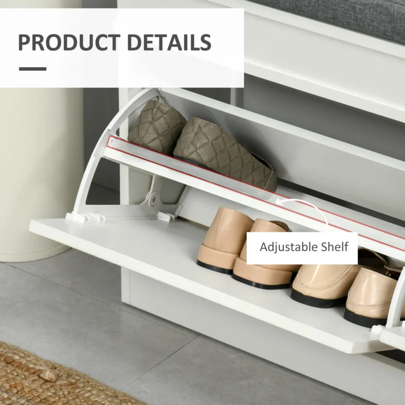 Modern Wood Entryway Bench with Drawers and Cushion for Hallway Storage - Image 4