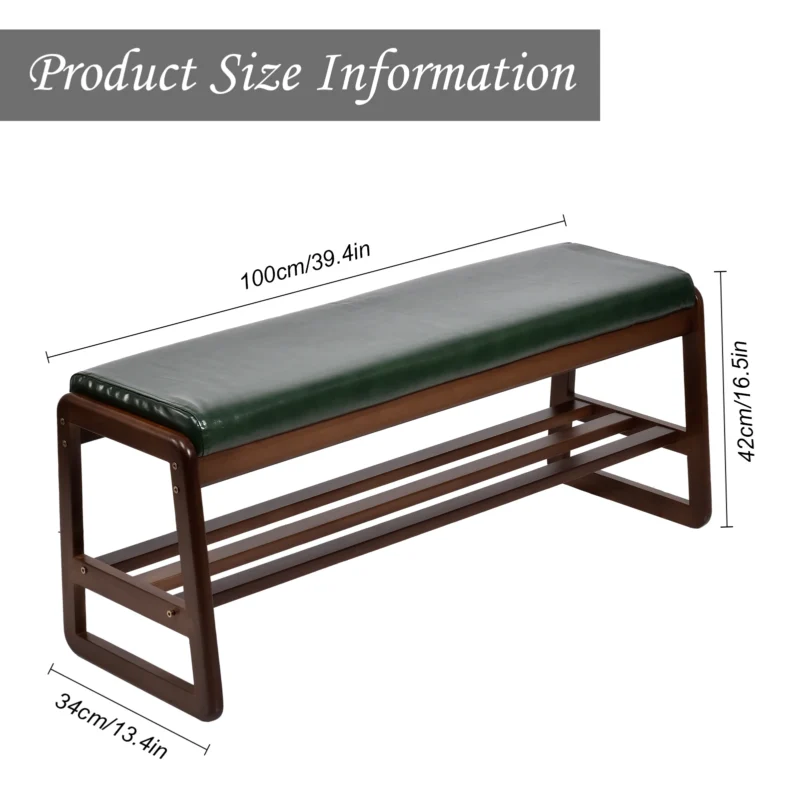 Modern Solid Wood Entryway Bench with Shoe Storage for Living Room and Hallway - Image 4