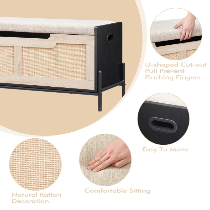 Modern Storage Bench with Hidden Compartment for Entryway and Living Room - Image 6