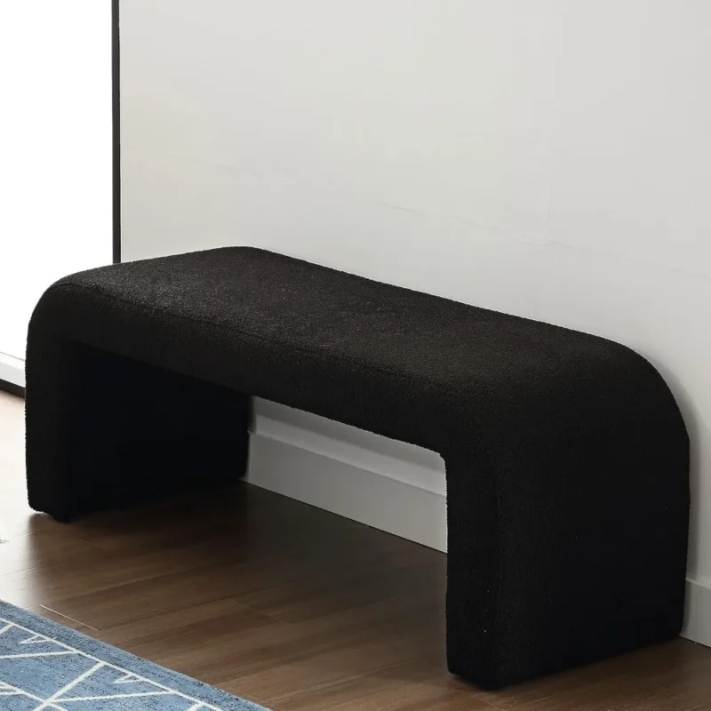 Modern Plush Sherpa Upholstered Ottoman Bench for Bedroom and Living Room - Image 6