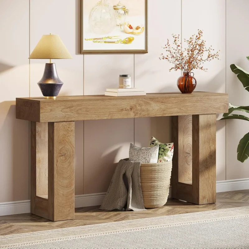 Modern Farmhouse 63-Inch Console Table with Rectangular Top for Entryway and Living Room - Image 9