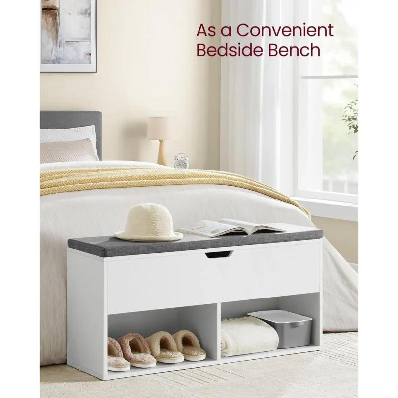 Modern Storage Entryway Bench with Hidden Compartment and Shoe Shelf for Hallway - Image 4