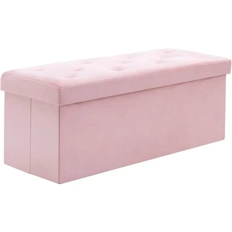 Modern Velvet Folding Storage Ottoman Bench with Hidden Compartment for Living Room Entryway - Image 6