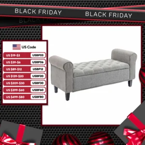 Modern Velvet Storage Ottoman Bench with Button Tufting for Bedroom and Living Room