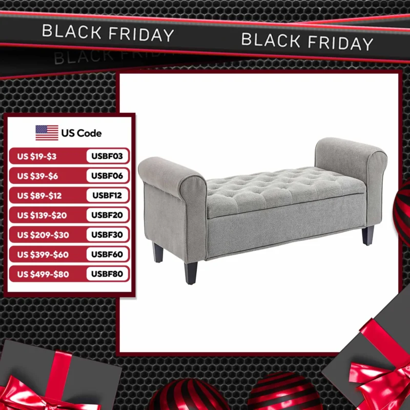 Modern Velvet Storage Ottoman Bench with Button Tufting for Bedroom and Living Room