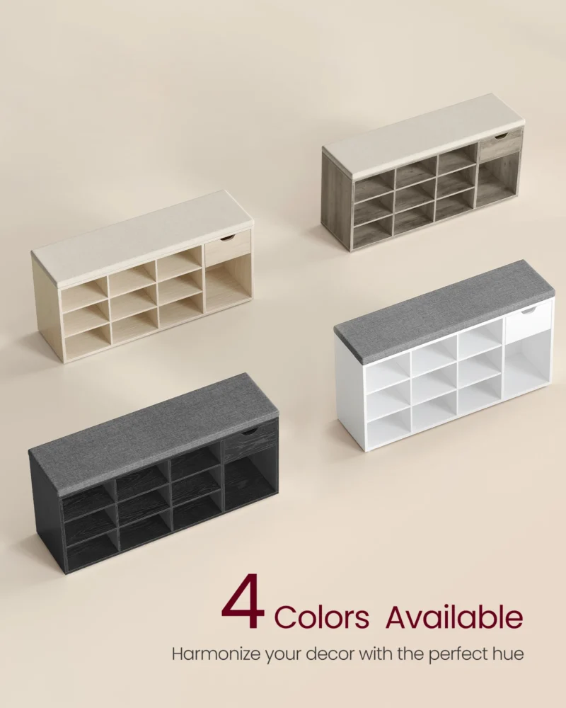 Modern Wooden Entryway Storage Bench with Cushion and Drawer for Living Room - Image 5