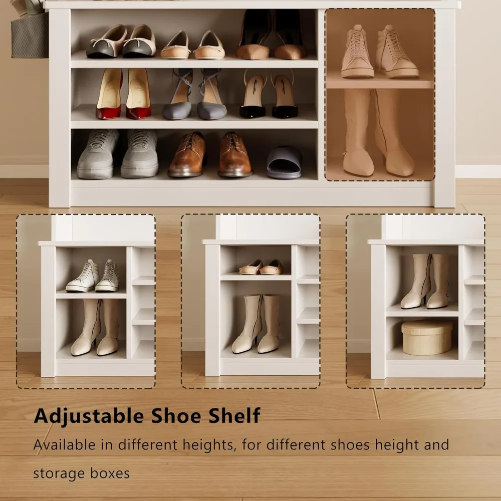 Versatile hall tree with bench seating, hooks, and storage for busy mudrooms