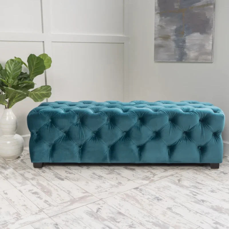 Modern Velvet Storage Ottoman Bench with Button Tufting for Entryway and Living Room - Image 7