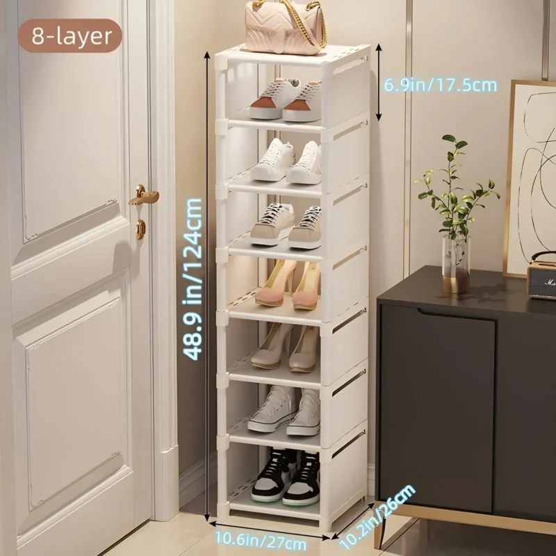 Modern Metal 6/8-Layer Shoe Rack Organizer with Fabric Shelves for Entryway and Living Room - Image 9