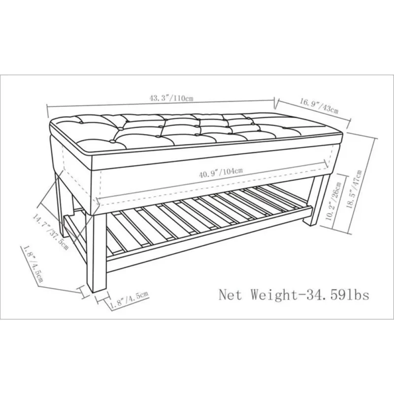 Modern Faux Leather Storage Ottoman Bench with Safety Hinge for Living Room and Bedroom - Image 6