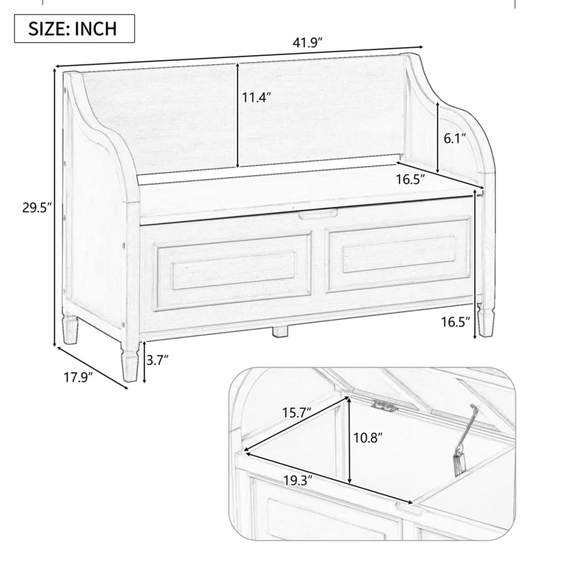 Rustic Wooden Entryway Bench with Shoe Storage and Cushioned Seat - Image 5