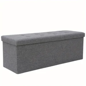 Modern Upholstered 43-Inch Storage Ottoman Bench with Folding Divider for Entryway and Living Room