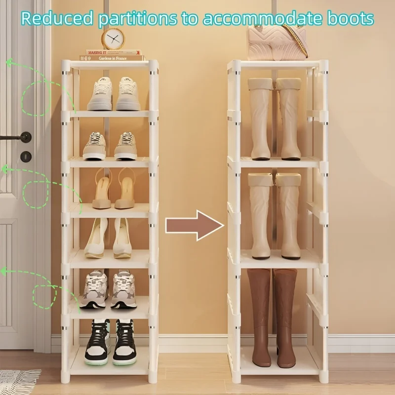 Modern Metal 6/8-Layer Shoe Rack Organizer with Fabric Shelves for Entryway and Living Room - Image 4