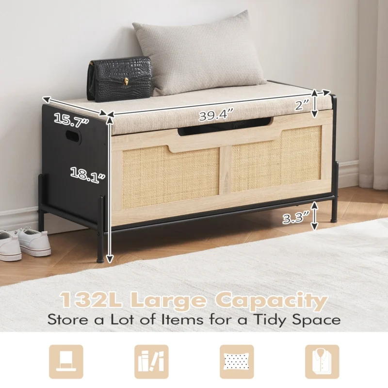Modern Storage Bench with Hidden Compartment for Entryway and Living Room - Image 4
