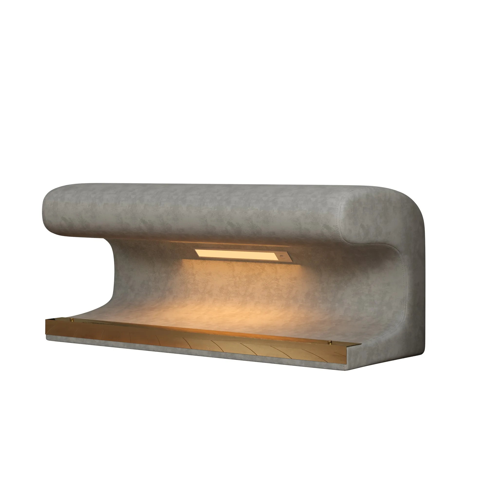 Modern entryway bench with LED lighting to enhance small space