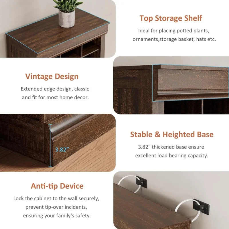 Modern 10-Tier Tall Entryway Shoe Storage Cabinet with 27 Cubbies for Boots and Footwear - Image 4