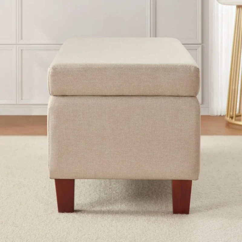Modern Linen Storage Ottoman Bench with Hinged Lid for Entryway and Bedroom - Image 6