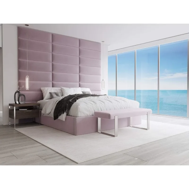 Modern Velvet Entryway Bench with Brushed Nickel Frame for Bedroom and Hallway - Image 5