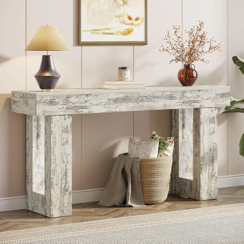 Modern Farmhouse 63-Inch Console Table with Rectangular Top for Entryway and Living Room - Image 12