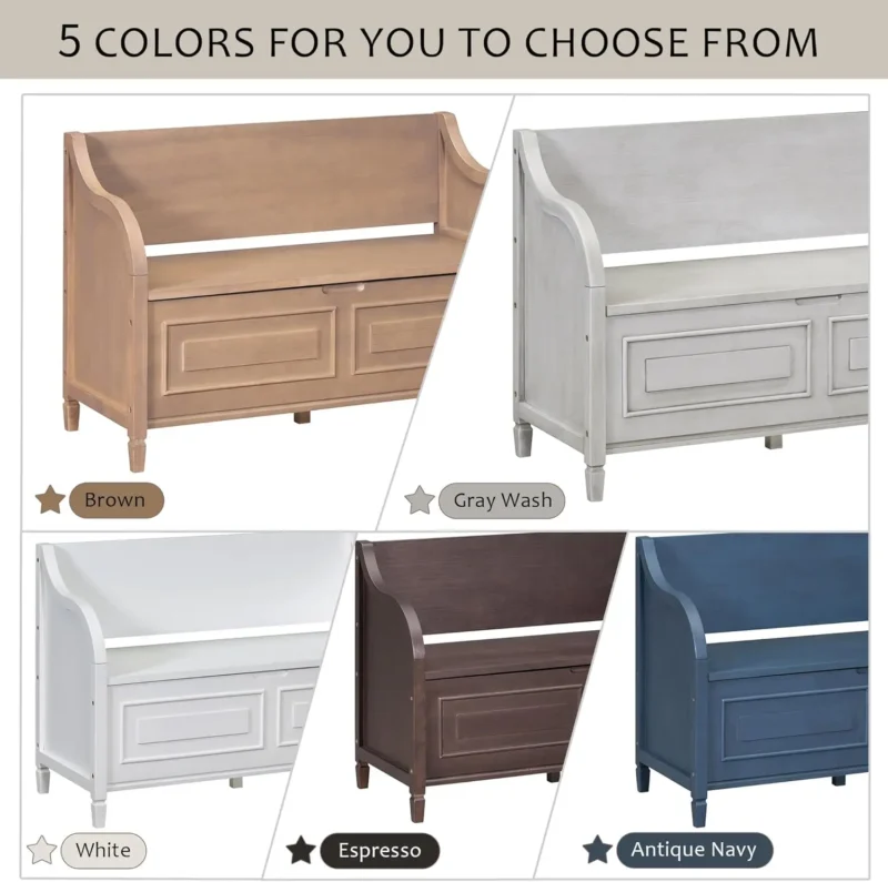 Modern Solid Pine Entryway Bench with Hidden Shoe Storage Cabinet - Image 6