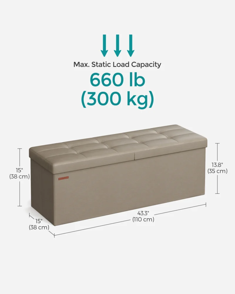 Modern Folding Storage Ottoman Bench with 660 lb Capacity for Living Room - Image 6