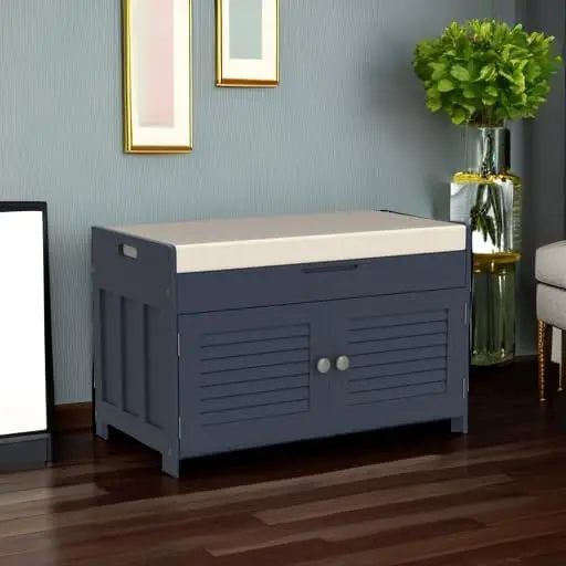 Modern entryway bench with adjustable shelves for versatile storage