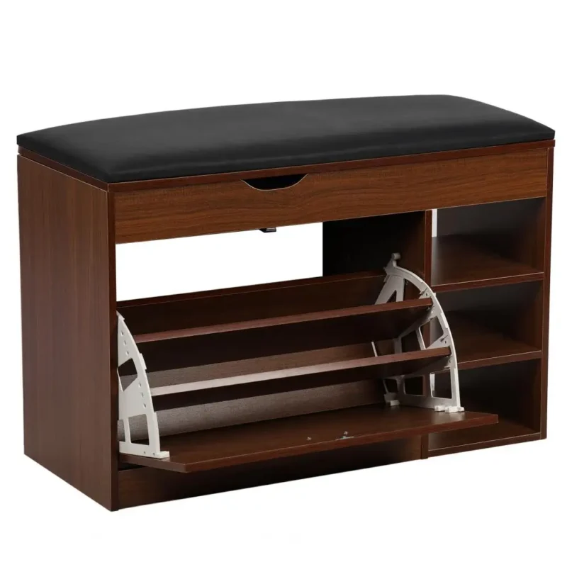 Scandinavian Wood Entryway Bench with Storage Drawer for Hallway and Living Room - Image 6