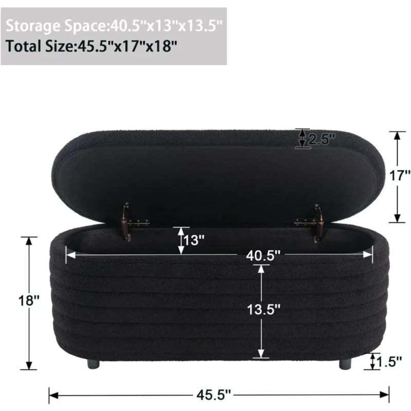 Modern Faux Fur Upholstered Storage Bench with Ottoman for Entryway and Living Room - Image 2