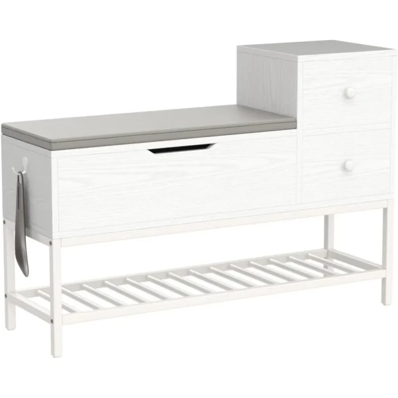 Modern Wooden Entryway Bench with Flip Top Storage and Drawers for Mudroom Organization - Image 4