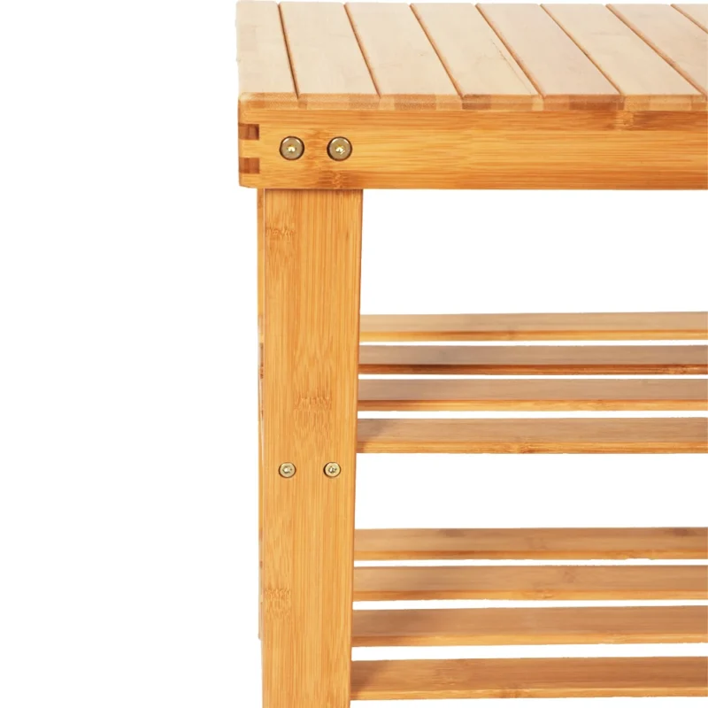 Rustic Wooden 3-Tier Entryway Bench with Shoe Storage for Hallway and Closet - Image 5
