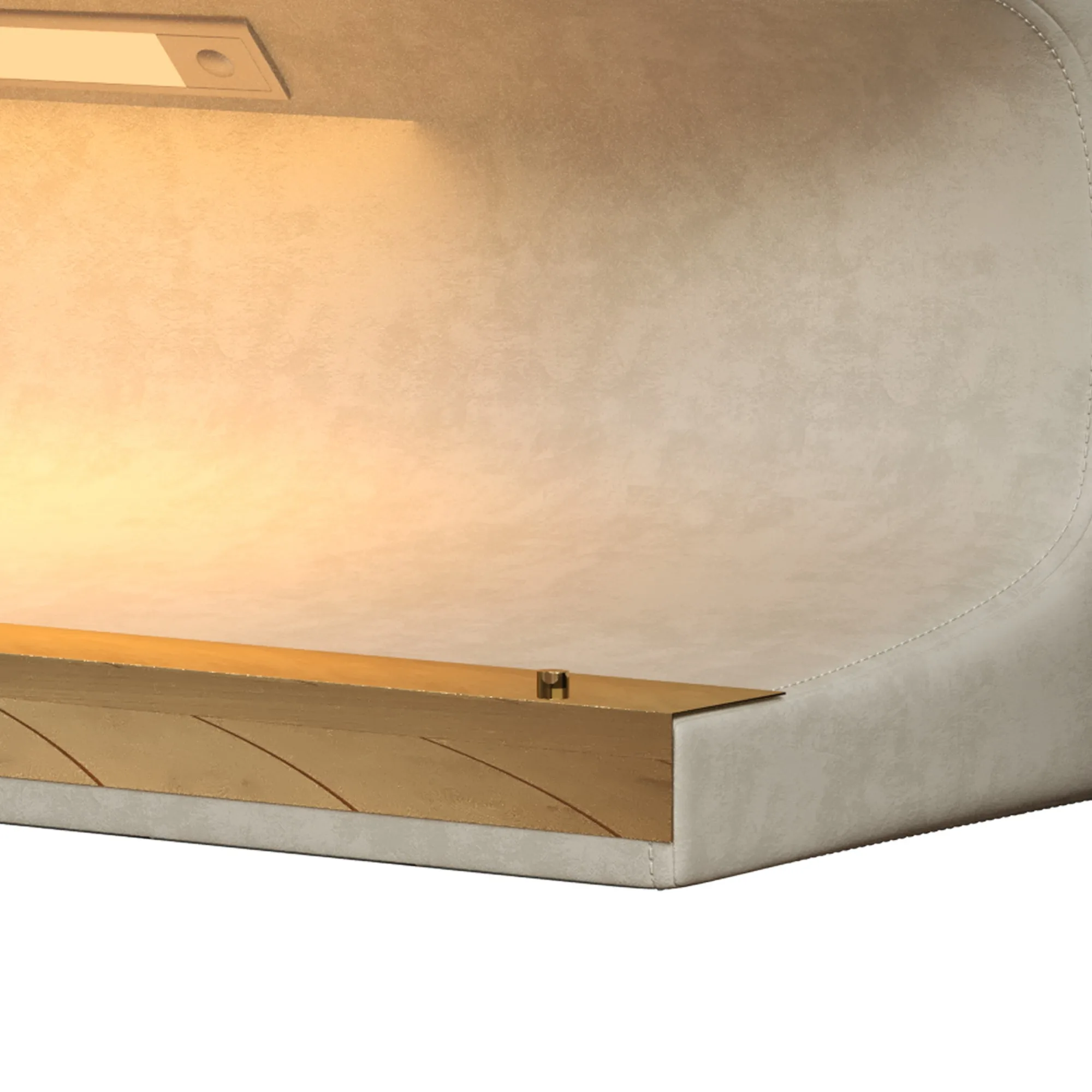 Minimalist entryway bench with upholstered seating and clean geometric lines