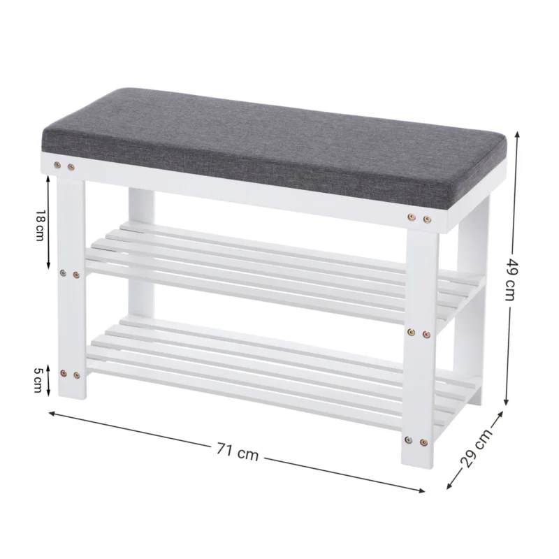 Modern Bamboo Entryway Bench with 3-Tier Shoe Storage for Living Room and Hallway - Image 6
