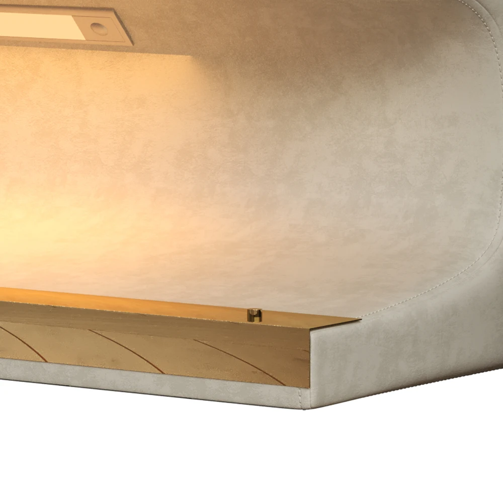 Modern leather bench with LED lighting designed for minimalist small entryways
