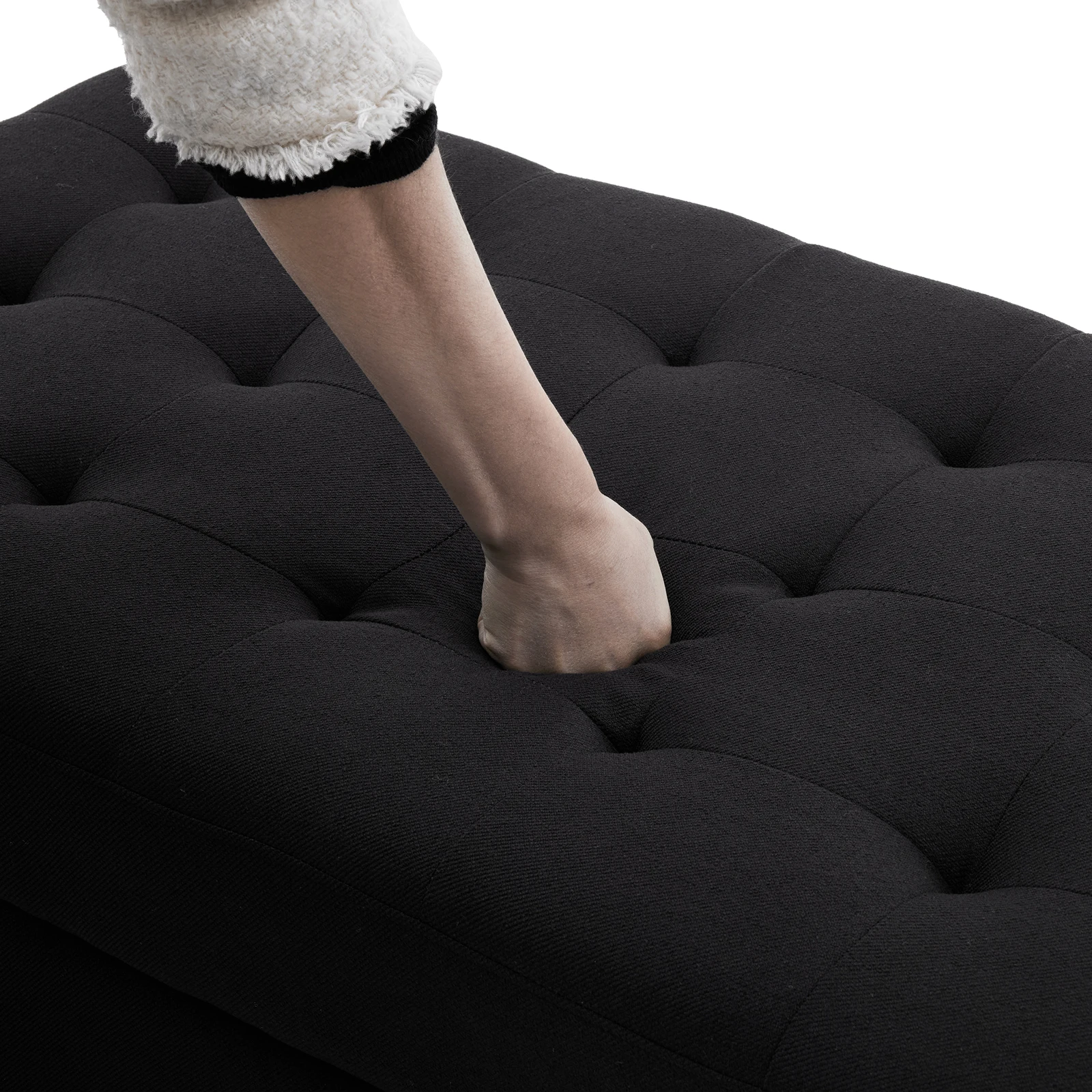 Luxurious upholstered storage bench with tufted cushioning for maximum comfort