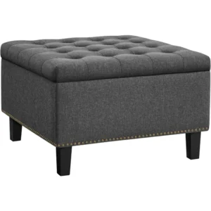 Modern Square Storage Ottoman Bench with Cushioned Seat for Living Room and Bedroom