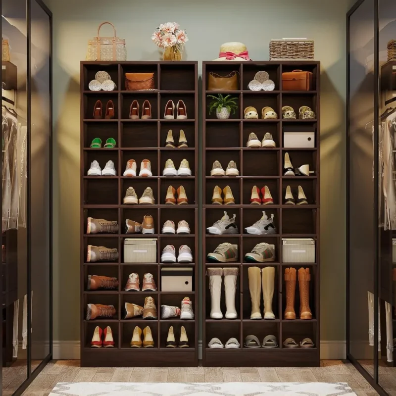 Modern Espresso 10-Tier Shoe Cabinet with 30 Cubbies for Entryway and Closet - Image 3