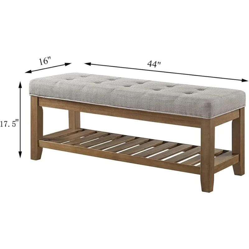 Modern Upholstered Entryway Bench with Storage Shelf for Living Room and Hallway - Image 3