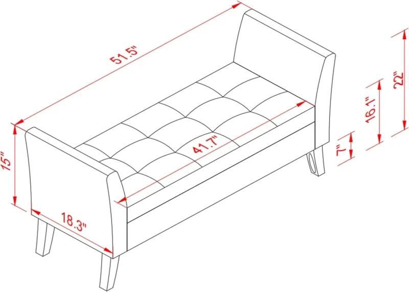 Modern Velvet Tufted Storage Ottoman Bench with Wooden Legs for Bedroom and Living Room - Image 3