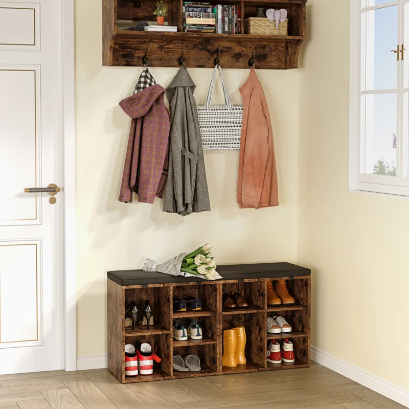 Modern Shoe Storage Bench with Cushion Seating for Entryway and Hallway - Image 2