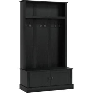 Rustic Wood Hall Tree with Storage Bench and Coat Rack for Entryway