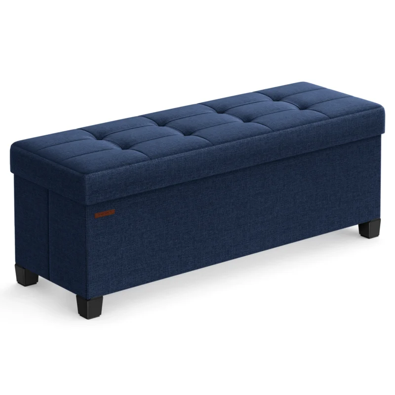 Modern Wooden Storage Ottoman Bench with Padded Seat for Bedroom and Living Room - Image 11