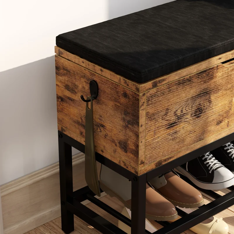 Modern Wooden Entryway Bench with Storage Drawers and Shoe Rack - Image 4