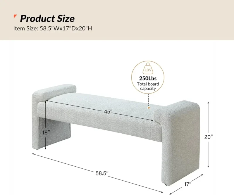 Modern Upholstered Entryway Bench with Solid Wood Frame for Bedroom and Living Room - Image 2