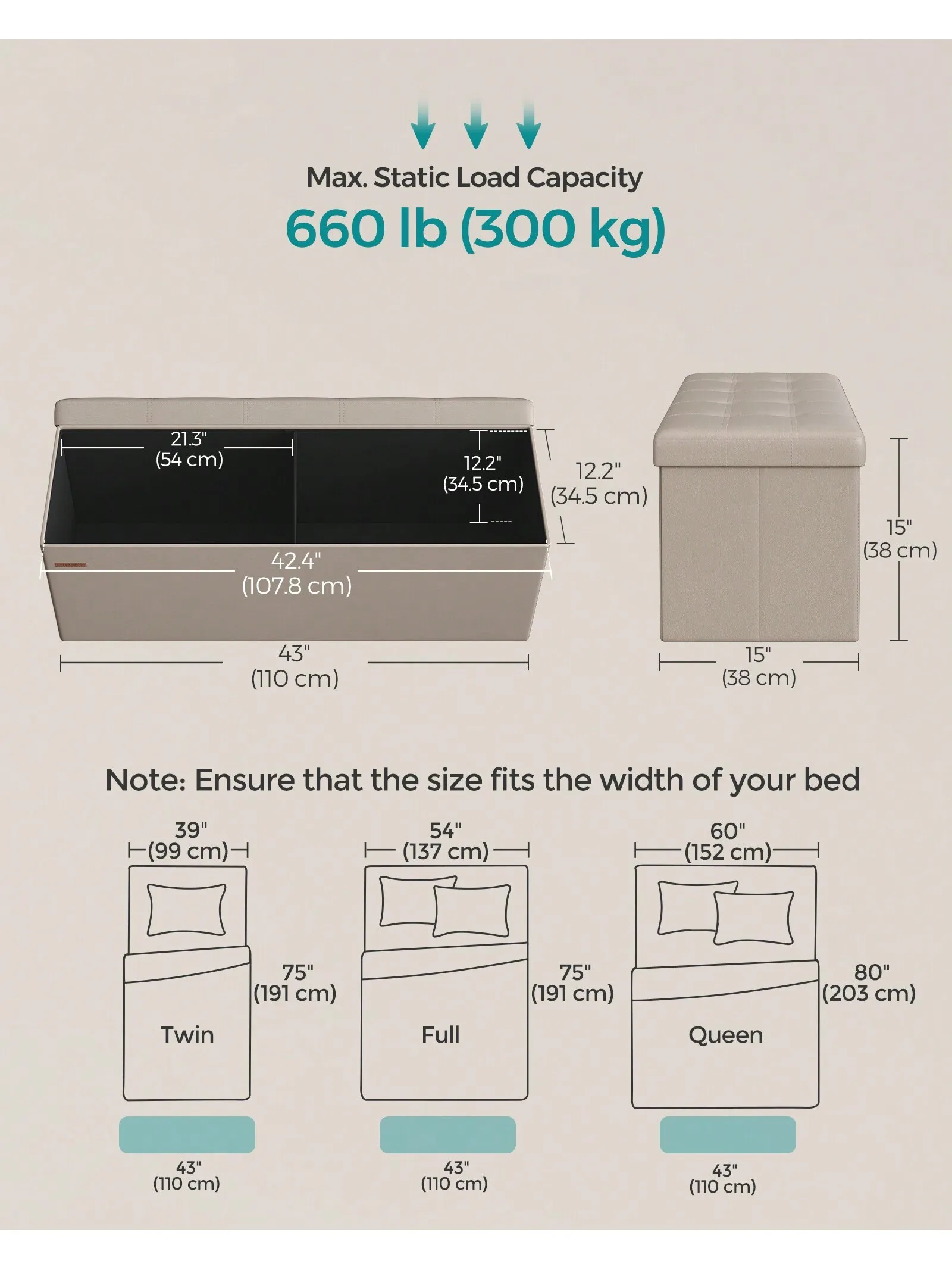 Modern folding storage ottoman bench for flexible small space use