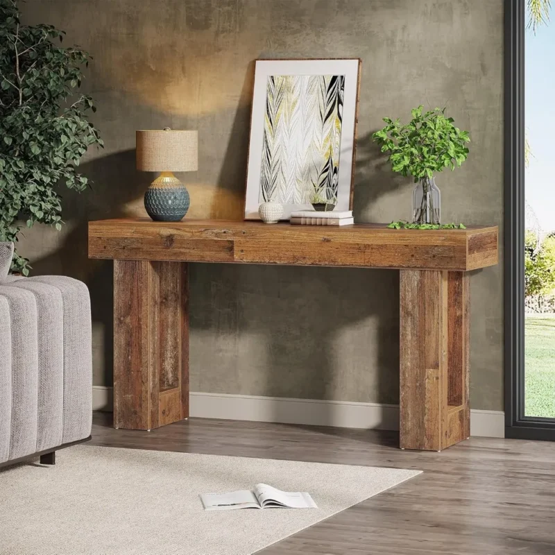 Modern Farmhouse 63-Inch Console Table with Rectangular Top for Entryway and Living Room - Image 3