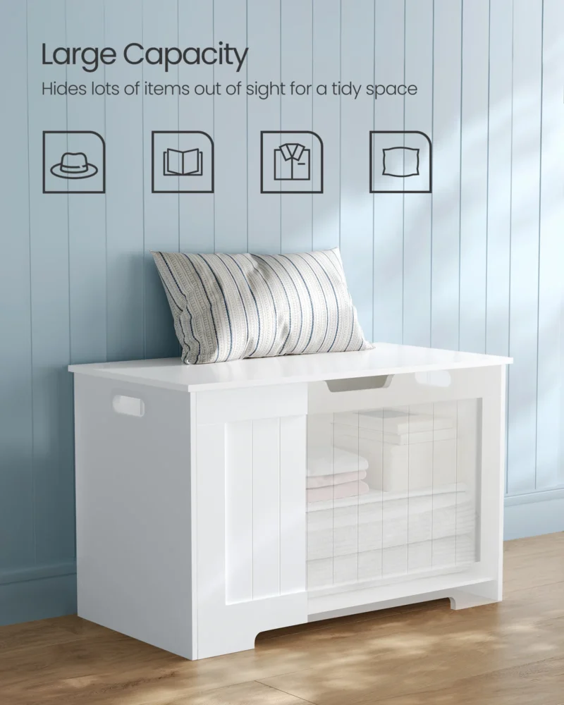 Modern Wooden Entryway Storage Bench with Hinged Lid for Mudroom and Hallway - Image 4