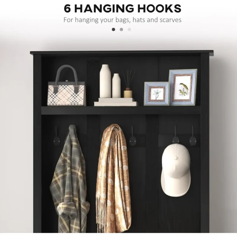 Rustic Wood Hall Tree with Storage Bench and Coat Rack for Entryway - Image 4