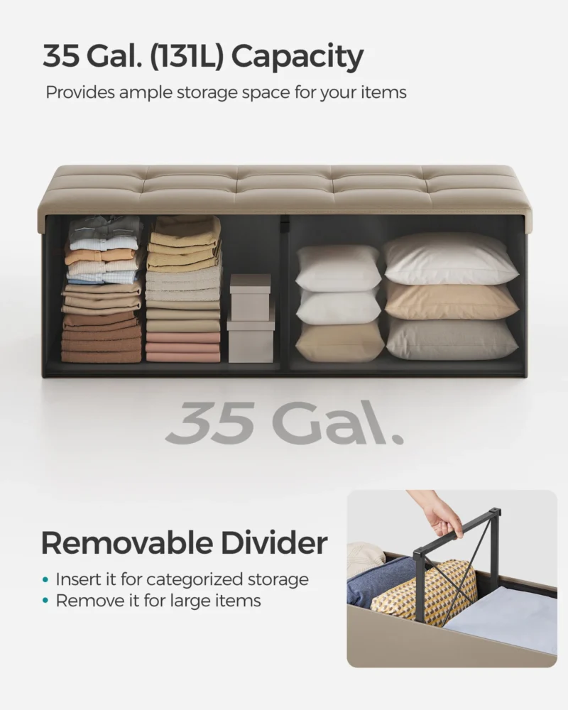 Modern Folding Storage Ottoman Bench with 660 lb Capacity for Living Room - Image 4